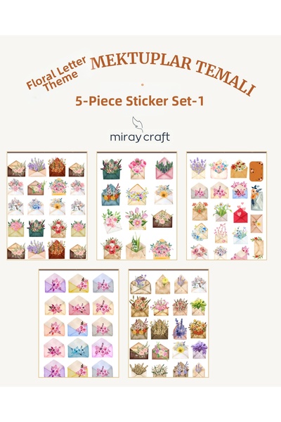 MirayDesign 6 Sheets Floral Letters Themed Sticker Set (12*17 cm)/For Scrapbo...
