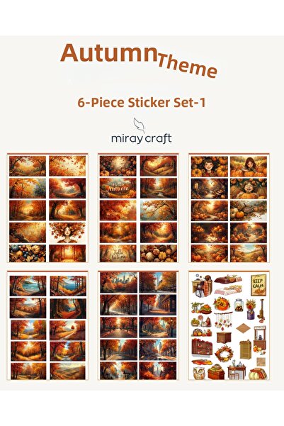MirayDesign Σετ αυτοκόλλητων με θέμα το φθινόπωρο 6 φύλλων (12*17 εκ.)/Για άλ...
