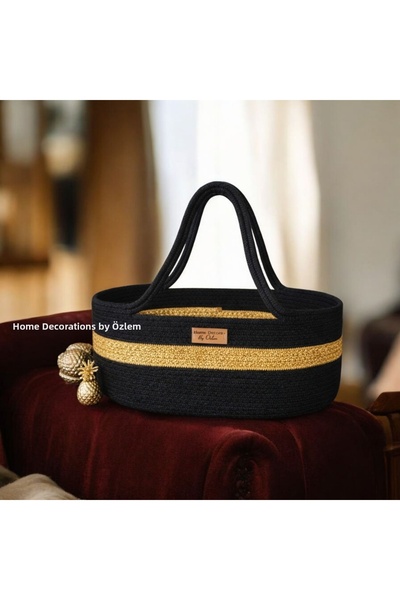 home decors by özlem Wicker Basket Organizer with Handle, Storage Box, Handma...