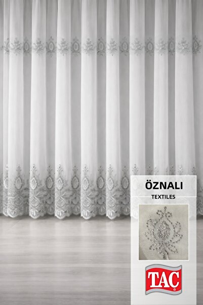 Taç Perdele clasică de lux din tul – 5 rânduri de broderie, cu broderie pe ti...