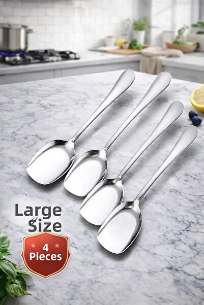 Berdina Home طقم ملاعق تقديم فاخر مكون من 4 ملاعق كبيرة من الفولاذ المقاوم لل...