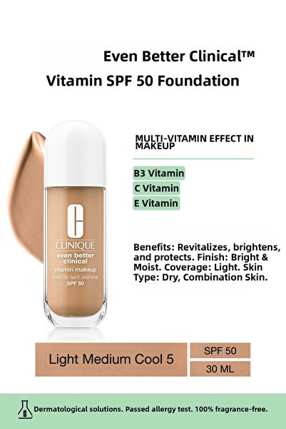 Clinique Even Better Clinical Vitamin Makeup SPF 50 Foundation - Color: Light...