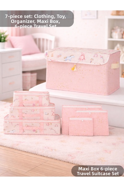 PONÇİK BEBEK Set of 7 Baby and Kids' Room Toy Clothes Organizers & Storage Bo...