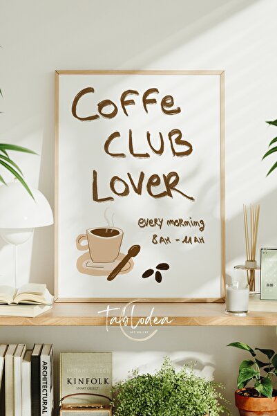 tablodea Coffe Club Lover Written Line Art Coffee Corner Decor Framed Poster ...