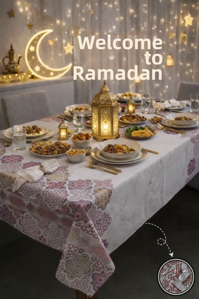 Soft Kare Față de masă rezistentă la lichide Ramadan – Față de masă cu model,...