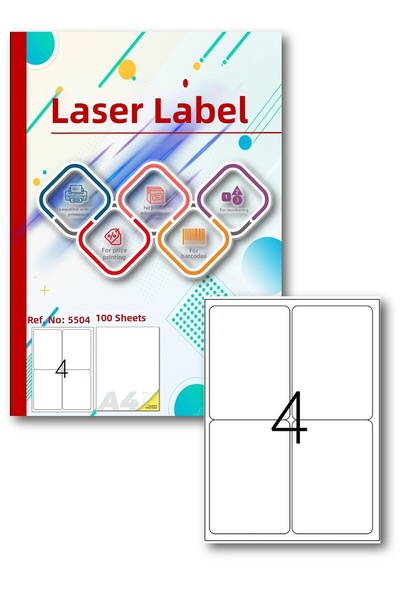 okulyolum Laser Label 5504 99.1X139 mm 100 Pcs 4 Pieces