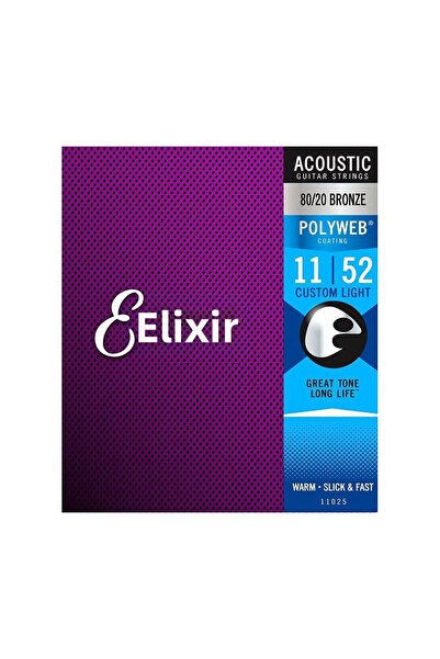 Elixir 011-052 Polyweb Coating 80/20 Bronze Acoustic Guitar String