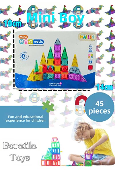 Boratila Toys مكعبات بناء مغناطيسية - مجموعة ألعاب مغناطيسية صغيرة ملونة ثلاث...