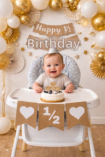 Partifabrik Yarımyaş White Kraft Heart High Chair Banner