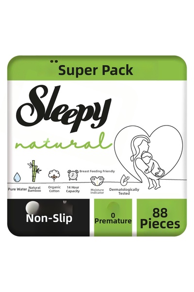 Sleepy عبوة ناتشورال سوبر حفاضات أطفال مقاس 0 خدج 88 قطعة