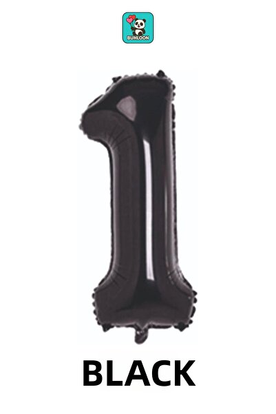 Bunloon Black Color 1 Number Foil Balloon 34 Inches (76 cm)