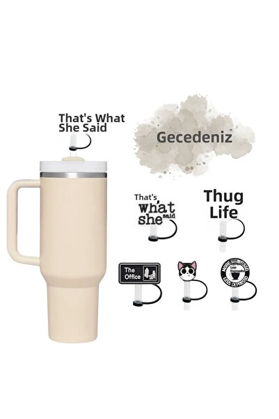 GECEDENİZ Thermos Compatible Straw Stopper Black That's What She Said