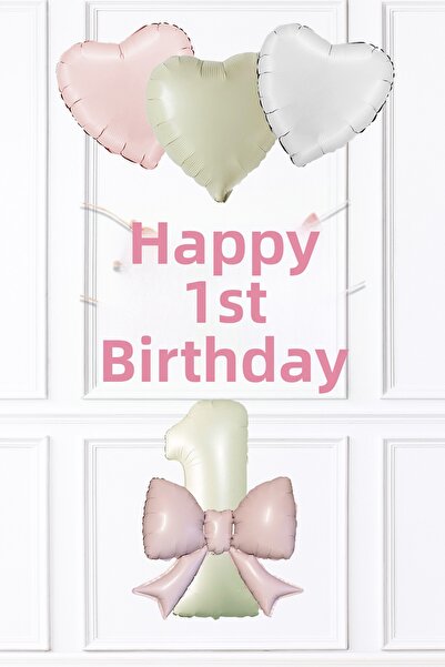 PEKSHOP Pink Bow Concept Birthday Balloon Set Set223