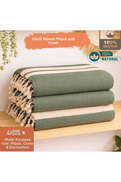 CESSTORE غطاء سرير مزدوج من القطن 100% مع شراشيب، مقاس 200×240 سم