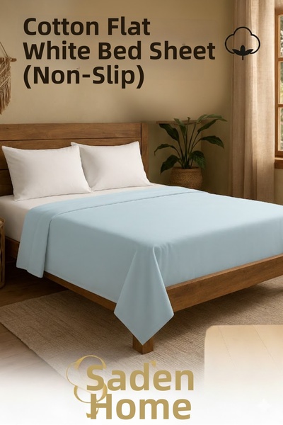 SADEN HOME Cearșaf dublu din bumbac, albastru baby, 220X240 CM