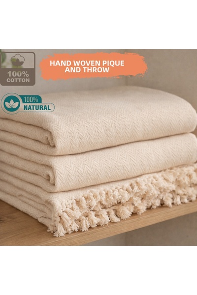 CESSTORE Ces Store Double 100% Cotton Handwoven Pique, Natural Texture, Multi...