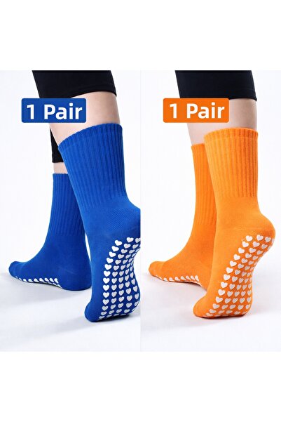 Lazen Pilates Yoga Socks Non-Slip Sole Set of 2 – Patterned and Solid Colors ...