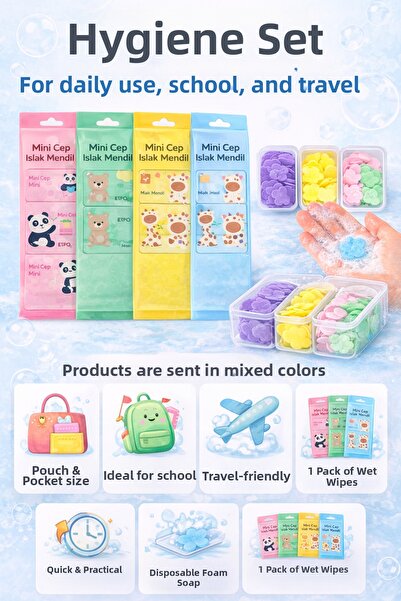 homvira 🧼 🧻   مجموعة النظافة - مناديل مبللة صغيرة للجيب وصابون سحري للاستخد...