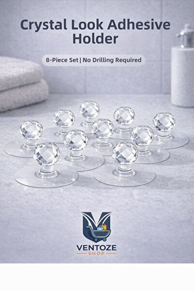 Ventoze 8 Piece Crystal Look Furniture Handle Set |   Transparent Diamond Des...