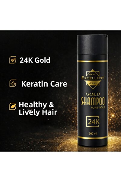 GROVİNG HAİR Gold Excellent 24K Gold Keratin Shampoo 300 ml – Strong, Shiny, ...