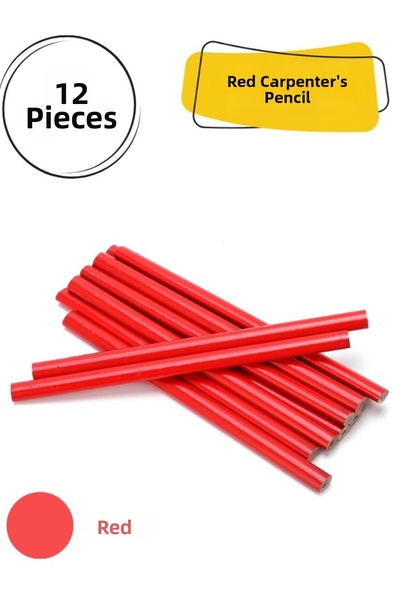 Macrostar Red Carpenter Construction Pencils - 12 Pieces