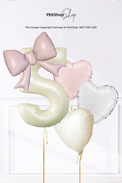 PEKSHOP 5 Year Old Girl Birthday Pink Bow Theme Birthday Balloon Set with Age...