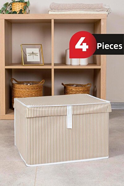 ALAS 4 Καφέ Μίνι Κάδοι - Κουτί πολλαπλών χρήσεων με καπάκι, 40x30x26