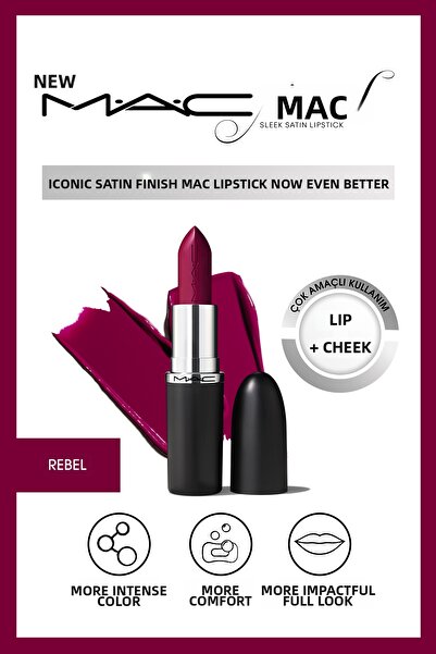 M.A.C أحمر شفاه MACximal Sleek Satin أحمر شفاه مثالي من الساتان - REBEL 3.5GM