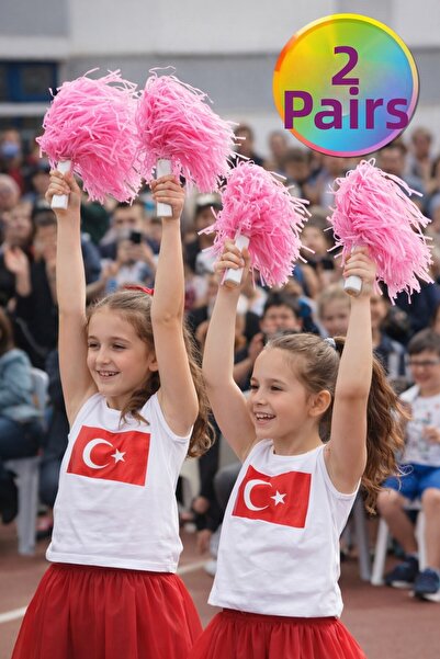 TOYFEST PonPon Ματ Ροζ Μαζορέτα με Ραβδί Ανθεκτικό Ελαφρύ Πομπόν για Επευφημί...