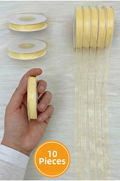 ZEYMERADE 10 قطع من شريط الأورجانزا والتول باللون الباستيل الكريمي 1 سم 22 مت...