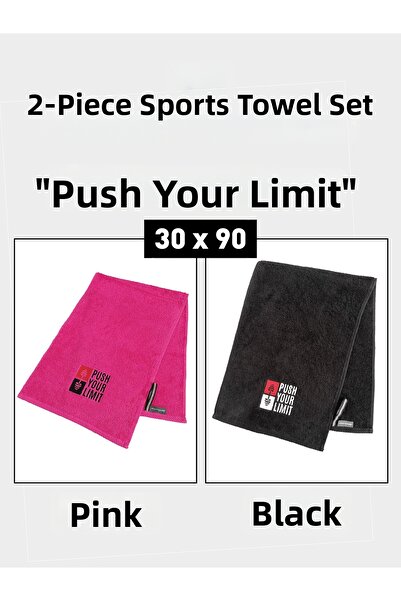 denizlicotton مجموعة من 2 مناشف رياضية مطرزة من القطن، مناشف رياضية ماصة للعر...