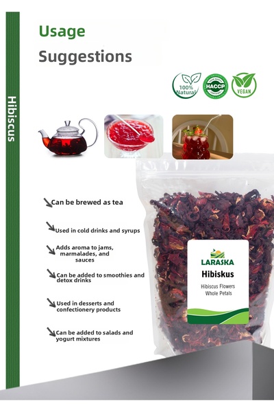 Laraska Hibiscus Tea - Pomegranate Flower - Okra Flower - Hibiscus Tea Whole 50g