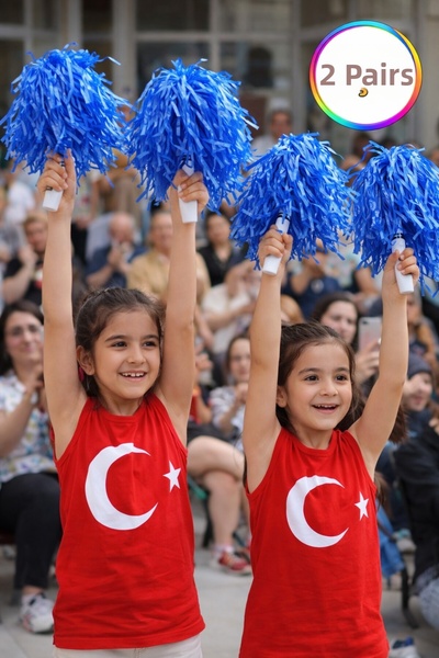 TOYFEST PonPon Ματ Μπλε Ανθεκτικό Ελαφρύ Πομπόν Επευφημιών με Ραβδί Cheerlead...