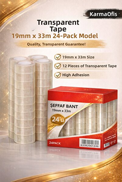 KarmaOfis Διαφανής Ταινία 19mm x 33m – Συσκευασία 24 τεμαχίων |   Ισχυρή Κολλ...