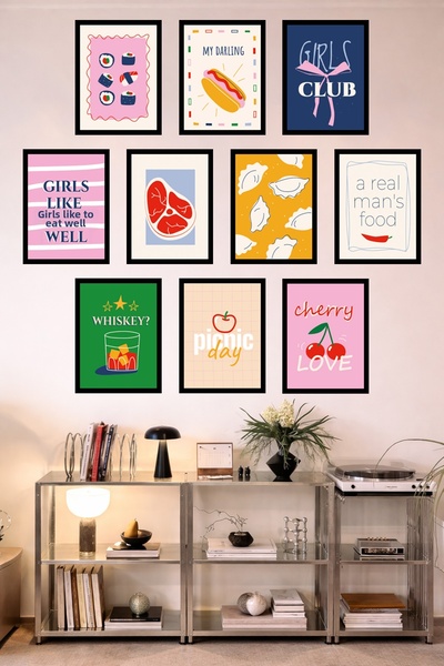 UNT 10-Frame Look Kitchen |   Modern |   Retro Wall Poster Painting Set – 15X...