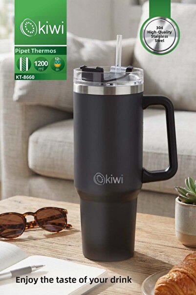 Kiwi Kt-8660 كوب ترمس سعة 1.2 لتر مع مصاصة