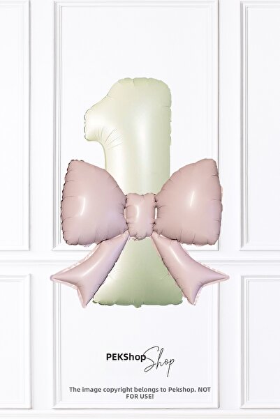PEKSHOP بالونات على شكل فيونكة وردية، مجموعة من بالون واحد من الفويل بعمر سنة...
