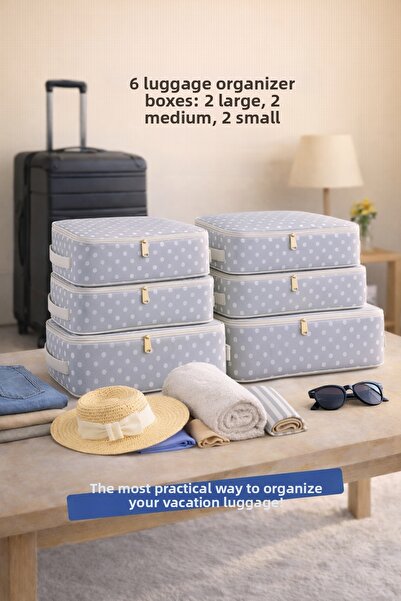 Spartek home textile 6 Pieces Polka Dot Pattern - Luggage Organizer Set Witho...