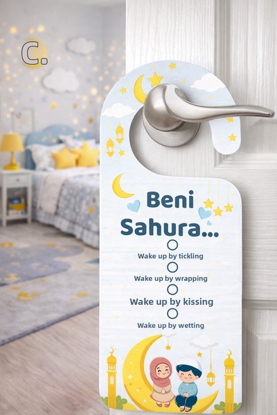 MSticker Wake Me up Sahura Door Hanger – Special Fun Sahur Card for Children ...