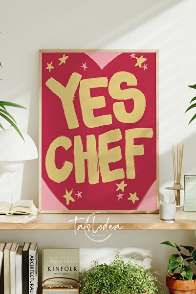tablodea Poster înrămat cu decor modern de bucătărie cu text „Yes Chef” Pictu...
