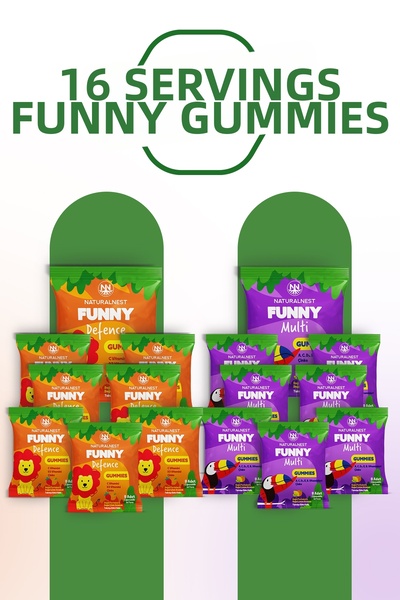 Naturalnest مجموعة حلوى الجيلاتين المرحة متعددة الفوائد والمناعة - 8 حبات متع...