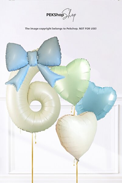 PEKSHOP مجموعة بالونات عيد الميلاد بفيونكة زرقاء مع 3 بالونات على شكل قلب، مج...