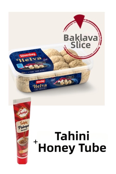 KMS HOME Güvenbey Plain Tahini Halva 600 Gr + Koska Tahini Molasses Mix