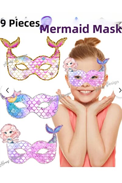 Hiras Dizayn 9 τεμάχια Mermaid Mermaid Concept Χάρτινη μάσκα για πάρτι Στολίδ...