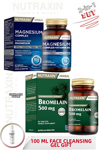 Nutraxin Magnesium Complex+Vitamin B6 60 Tablets & Bromelain 500 Mg 60 Tablet...