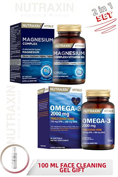 Nutraxin Omega-3 Fish Oil 2000 Mg 60 Capsules + Magnesium Complex B6 60 Table...
