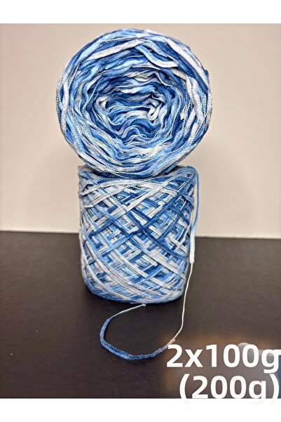 Ana&Kuzusu İplik Магическа кадифена прежда за плетене със син градиент, 200 г