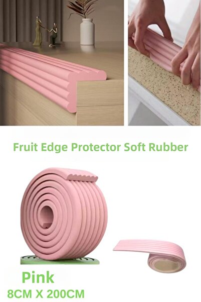 Renkli Duvarlar 8cmx200cm 1 ΤΕΜ. Meva Αυτοκόλλητο Ροζ Καουτσούκ Προστασία άκρ...