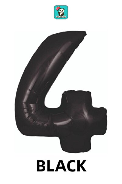 Bunloon Black Color 4 Number Foil Balloon 34 Inches (76 cm)