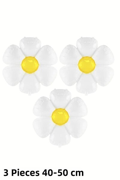 Baloncu Nene 3-Piece Daisy Shaped Foil Balloon Set Party and Birthday Decorat...